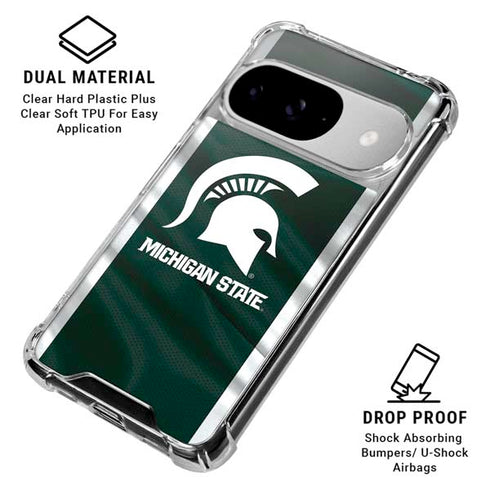 Michigan State University Away Grey Jersey Google Pixel 10 Clear Case